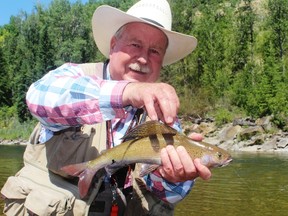 Neil with a fine McLeod River Arctic grayling