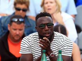 Toronto FC's Jozy Altidore watches Sloane Stephens play against Lucie Safarova during Day 7 of the Rogers Cup at Aviva Centre on Aug. 11, 2017. (Vaughn Ridley/Getty Images)