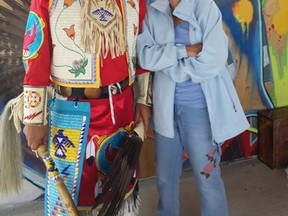 Supplied photo
Our Bonnie is delighted and honoured to be greeted by Duke Peltier at the Wikemikong 57th Cultural Festival this past weekend. Read on to find about the flying taco.