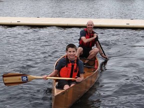 Colin and Kaeden Ward at the Canoe Marathon, celebrate the Sudbury Fitness Challenge. Photo supplied