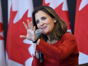 Foreign Affairs Minister Chrystia Freeland discusses modernizing NAFTA at public forum at the University of Ottawa in Ottawa on Monday, Aug. 14, 2017. (THE CANADIAN PRESS/Sean Kilpatrick)