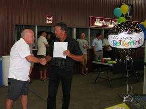 Central Huron Mayor Jim Ginn congratulated and thanked Campbell for his dedication to the community at Friday's retirement open house.