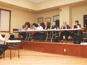 Ty Marshall speaks to the appeal board Aug. 2 at the Vulcan Lodge Hall.