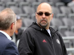 General Manager Marcel Desjardins (right) at Ottawa Redblacks training camp at TD Place Monday June 5, 2017. (Julie Oliver/Postmedia)