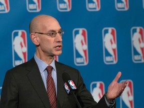 In this Oct. 21, 2016, file photo, NBA Commissioner Adam Silver speaks to reporters during a news conference, in New York. (AP Photo/Mary Altaffer)