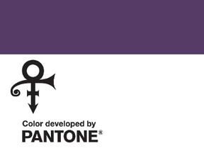 This image provided by the Pantone Color Institute shows "Love Symbol #2," that the institute and the estate of the late music superstar Prince announced as a new shade of purple Monday, Aug. 14, 2017, named for his famous love symbol. He used the symbol as his name from 1993 to 2000 in a dispute with his record label, Warner Bros. Records. Prince also made the color his signature after his ‘80s hit “Purple Rain.” (Pantone Color Institute via AP)