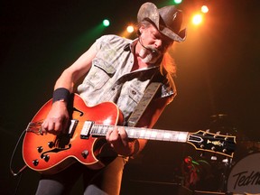 This Aug. 16, 2013, file photo shows Ted Nugent performing at Rams Head Live in Baltimore.(Photo by Owen Sweeney/Invision/AP)