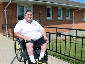 Former Paralympian Rob Hughes, an intake assessment coordinator for Lambton Elderly Outreach, is looking for community support in raising money for a new motorized scooter.
CARL HNATYSHYN/SARNIA THIS WEEK