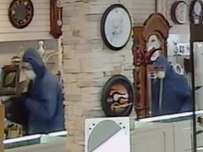 Screen capture of two suspects in a jewelry store robbery in Buckingham in June. GATINEAU POLICE