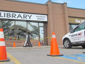The Mallroad Library in Sarnia has been temporarily closed after its front wall was damaged Tuesday morning by a vehicle. Sarnia police said the elderly female driver was not injured but was taken to hospital for observation. With the Sarnia Public Library still closed because of damage from a fire, two of the city's three branches of the Lambton County Library are temporarily out of commission.
Paul Morden/Sarnia Observer/Postmedia Network