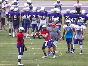 Western Mustang training camp continues at TD Stadium in London. Their season begins on Sunday, August 27, at York University in Toronto. (DEREK RUTTAN, The London Free Press)