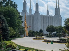 The Mormon Temple in Kensington, Md., is visible from the Beltway. Photo by John Kelly for The Washington Post.