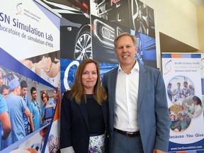 Vince and Karen Pollesel, of Crosstown Chevrolet in Sudbury, Ont., donated $500,000 to Health Sciences North's Learners Centre on Wednesday August 16, 2017. John Lappa/Sudbury Star/Postmedia Network