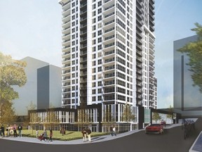 Tricar's proposed 24-storey residential tower at York and Thames streets. The city's planning and environment committee will consider a zoning amendment application after a public meeting on Aug. 28.