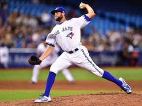 Toronto Blue Jays relief pitcher Tim Mayza throws against the Tampa Bay Rays during MLB action in Toronto on Aug. 15, 2017. (THE CANADIAN PRESS/Frank Gunn)