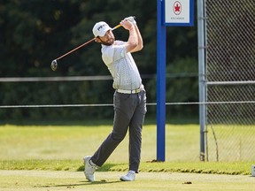 Josh Whalen of Napanee, playing as an amateur, hits a drive during the first round of the PGA Tour Canada-Mackenzie Tour National Capital Open at Hylands Golf Club in Ottawa this past summer. (Lyndon Goveas/Supplied Photo)