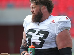 Matt Albright of the Ottawa Redblacks practices at TD Place in Ottawa during the Redblack's training camp on June 1, 2017. (Jean Levac/Postmedia)