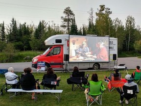 A Wapikoni Cinema on Wheels film screening in Anicinabe Park, Kenora, on July 13. Cinema on Wheels will be in Kingston on Sunday at the Isabel Bader Centre for the Performing Arts. (Submitted photo)