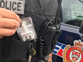 Aylmer police are currently the only service in St. Thomas and Elgin County that have naloxone kits for each officer.  (Contributed photo)