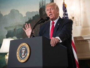 US President Donald Trump makes a statement in the Diplomatic Room at the White House in Washington, DC, on August 14, 2017. (Getty Images)