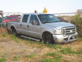 RCMP recovered an alleged stolen Ford 350 after the driver fled from police. Police used spike belts twice during the pursuit, and all four wheels ended being deflated. The pursuit ended near Champion.