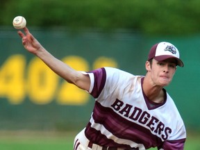 London Badgers starter Brendan Johnston allowed three hits in a 3-0 win over Nova Scotia in a Canadian midget championship game Friday. (Mike Hensen/The London Free Press)