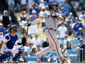 Matt Adams, who did a solid job replacing an injured Freddie Freeman, could suddenly find himself without a starting job this weekend. (Alex Gallardo, AP)