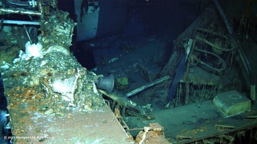 This undated image from a remotely operated underwater vehicle courtesy of Paul G. Allen, shows wreckage of the USS Indianapolis, including the ship's bell at the bottom of the North Pacific Ocean. (Courtesy of Paul G. Allen via AP)
