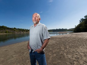 For the last two months, due to conditions created by the new LRT bridge, a massive and lovely beach has popped up on the banks of the North Saskatchewan river. It is one kilometer long and about 20-30 metres wide. Cloverdale resident Paul Bunner and others have been enjoying it for weeks now. Taken on Thursday August 17, 2017, in Edmonton.  Greg  Southam / Postmedia