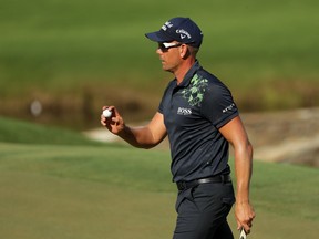 Henrik Stenson reacts after a putt on the 15th hole during the final round of the Wyndham Championship at Sedgefield Country Club on August 20, 2017 in Greensboro, North Carolina. (Streeter Lecka/Getty Images)