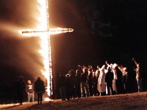 Aryan Nations Cross-Burning At Provost, Alberta In 1990 (Mike Sturk Photo)