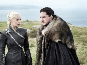 Emilia Clarke as Daenerys Targaryen and Kit Harington as Jon Snow in HBO's "Game of Thrones." (Helen Sloan/HBO)