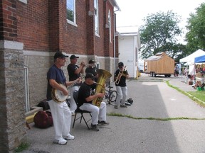 A popular annual attraction for the festival is a Saturday tour by a Dixieland band called Chameleon. The stop at the Wellington Farmers Market always draws a happy crowd.