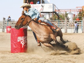 Lyndsay Kubas, from High River, competed in the ladies barrel racing, finishing with a time of 17.602 seconds, but did not place.