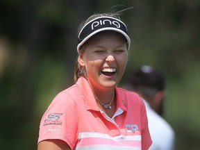 Brooke Henderson laughs during the 2017 Canadian Pacific Women's Open Pro Am at the Ottawa Hunt and Golf Club in Ottawa on Aug. 21, 2017. (Tony Caldwell/Postmedia)