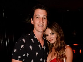 Miles Teller and Keleigh Sperry at the 2017 All-Star Bash sponsored by Captain Morgan during MLB All-Star Week Miami on July 9, 2017 in Miami Beach, Florida. (Jason Koerner/Getty Images)