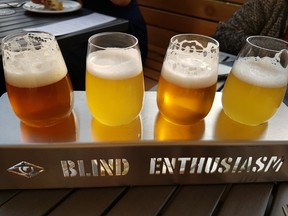 A “sampledoodle” of Blind Enthusiasm beers sold at Biera