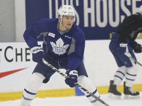 Toronto Maple Leafs forward James van Riemsdyk practises in Toronto on April 12, 2017 before Game 1 against the Washington Capitals. (Jack Boland/Toronto Sun/Postmedia Network)