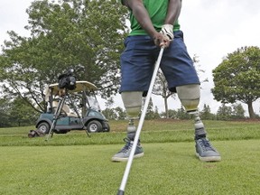 Edward Urquhart lost both his legs last summer. On Tuesday, Aug. 22, 2017, he participated in the West Park Hospital tournament at Glen Abbey. (MICHAEL PEAKE/TORONTO SUN)