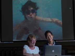 Elly Park, right, a clinical lecturer in the University of Alberta's Faculty of Rehabilitation Medicine has made a video with dementia patient Myrna Caroline Jacques on August 22, 2017. Shaughn Butts / Postmedia