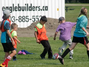 Local children got a taste of international soccer at a soccer camp held at Whitecourt's Rotary Park from Aug. 14 to 18 ( Jeremy Appel | Whitecourt Star).