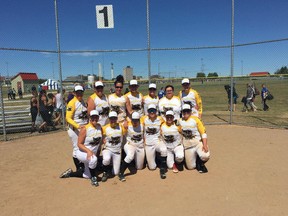 The Honey Badgers womens slo-pitch team won a national tournament in Moncton, N.B. The team has players from Mayerthorpe, Barrhead and Whitecourt (Submitted photo | Meagan Hoyda).