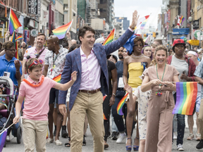 Prime Minister Justin Trudeau and his family celebrate 2017 Pride Parade in Toronto  on Sunday June 25, 2017 (Craig Robertson, Postmedia)