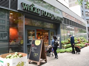 The Whole Foods Market in Midtown New York is seen on June 16, 2017. Amazon is once again shaking up the retail sector, with the announcement Friday it will acquire upscale US grocer Whole Foods Market, known for its pricey organic options, in a deal that underscores the online giant's growing influence in the economy. / AFP PHOTO / TIMOTHY A. CLARY (TIMOTHY A. CLARY/AFP/Getty Images)