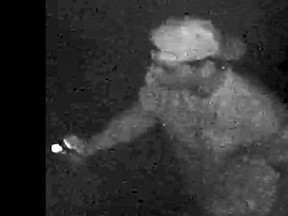 Security footage of one of three men accused of spray-painting racist and anti-Semitic graffiti on several Markham schools. (POLICE/HANDOUT)