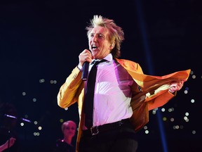 Singer Rod Stewart performs prior to the IBF IBO WBA WBO Heavyweight World Championship contest between Wladimir Klitschko and Tyson Fury at Esprit-Arena on November 28, 2015 in Duesseldorf, Germany. (Lars Baron/Bongarts/Getty Images)