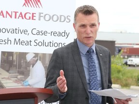 Jason Miller/The Intelligencer 
Alan Cook, general manager, Vantage Foods seafood division, talks about the organization’s $20-million expansion, Thursday, following an announcement that the province will chip in $1.5 million.