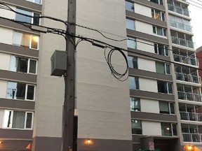 A two storey chunk of the wall came off the Oliver Fairmont condominium at 11920 100 Avenue during a storm on Thursday, Aug. 24 around 5:45 p.m. No one was injured. Catherine Griwkowsky/Edmonton Sun