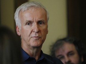 In this Jan. 14, 2015, file photo, movie director James Cameron talks to reporters at an event to promote the New Zealand film industry in Wellington, New Zealand. Cameron told Britain's The Guardian newspaper for an article published online on Aug. 24, 2017, that Hollywood's praise of Patty Jenkins' film "Wonder Woman" is "misguided" because the character is "an objectified icon." (AP Photo/Nick Perry, File)