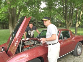 Matt Miller helps his father prepare his 1967 Corvette for last year’s Enbridge United Way Classic Car Show.  This year’s event will take place on Saturday, Sept. 9 from 10 a.m. to 3 p.m. To register your classic vehicle, contact Matt Miller at matt.miller@enbridge.com or 519-490-4893. (Handout)